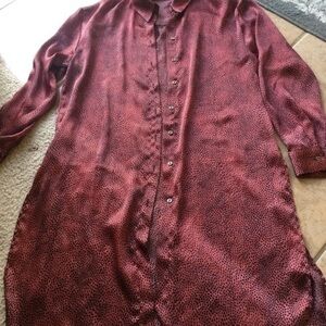 🔥New Zara red animal print long silk like shirt!